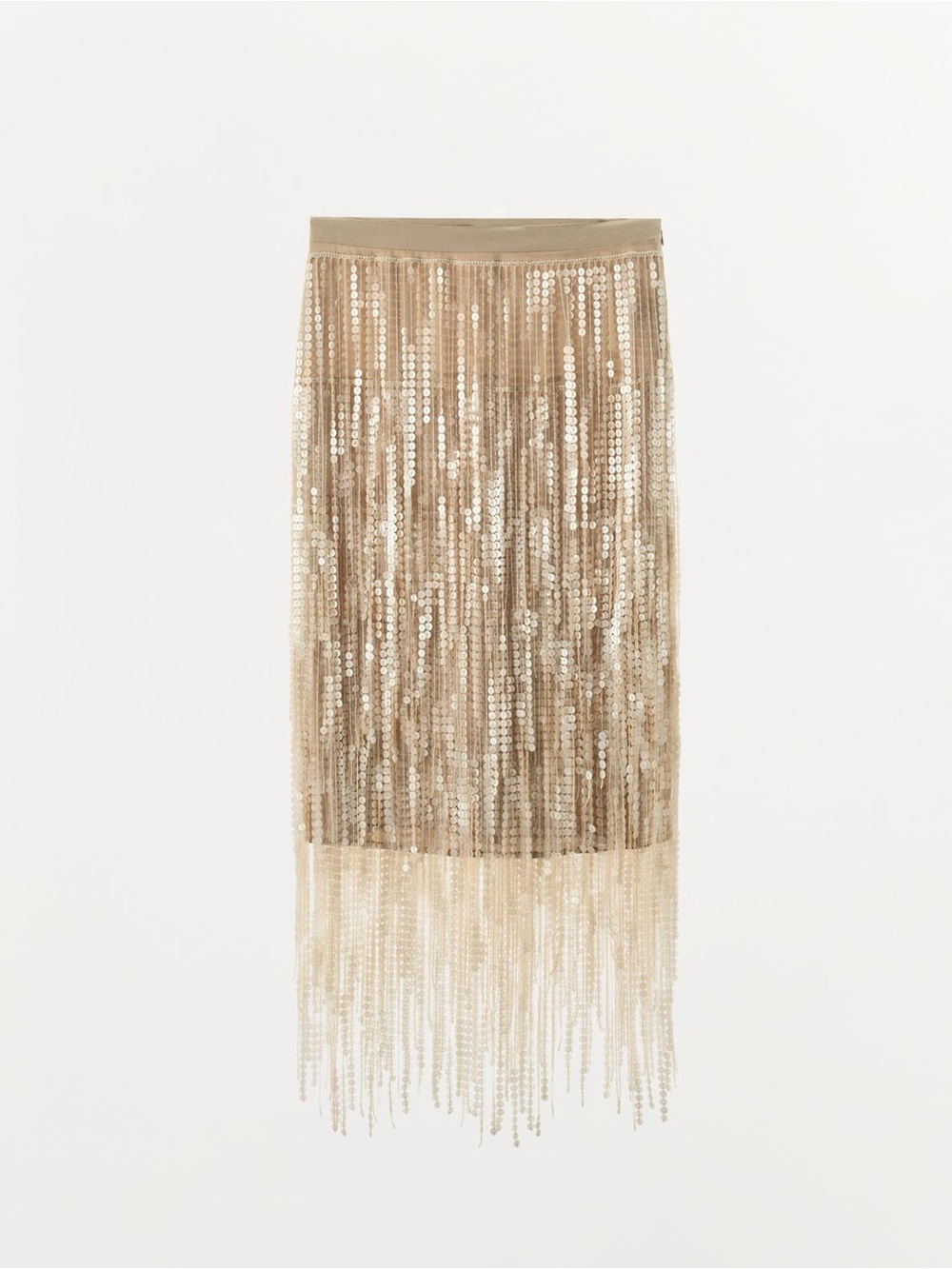 Zara SEQUIN FRINGE MIDI SKIRT - Picture 3 of 12